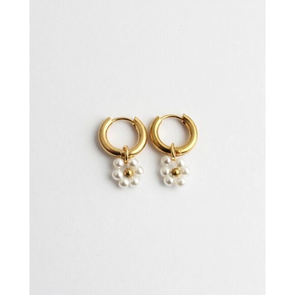 Pearl flower earrings #1395 - Picture 1 of 4